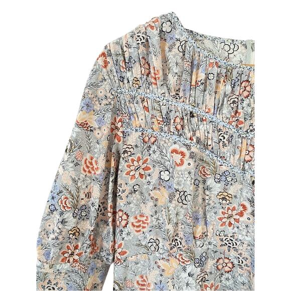 Rebecca Taylor Floral Lotus Print Cottagecore Mini Dress Size Large Gently Used - Picture 8 of 13